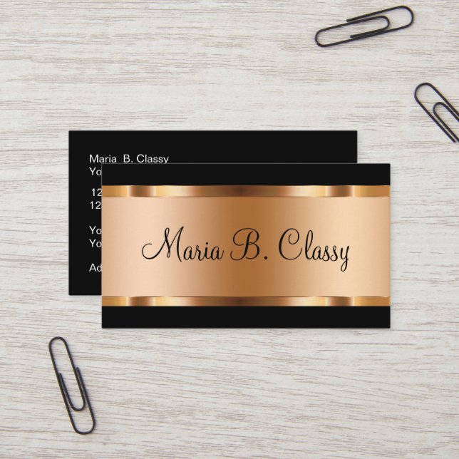 Classy Rose Gold Style Design Business Card (Front/Back In Situ)
