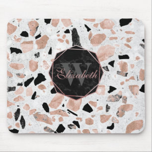 Classy rose gold vintage marble abstract terrazzo mouse mat