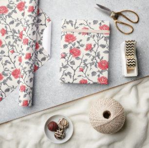 Classy Rose Greenery Wrapping Paper