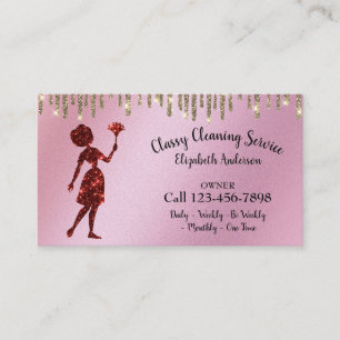 Classy Rose Logo Maid Cleaning Services Drip  Business Card