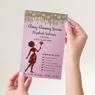 Classy Rose Logo Maid Cleaning Services Modern  Flyer