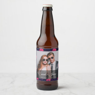 Classy Rose Unique Wedding Beer Label