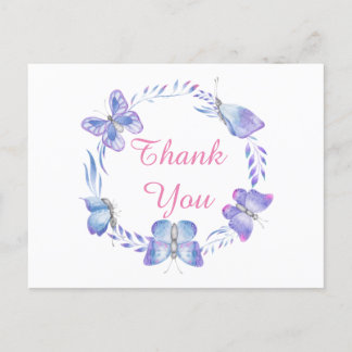 Classy Round Butterflies Thank You With Envelopes  Postcard