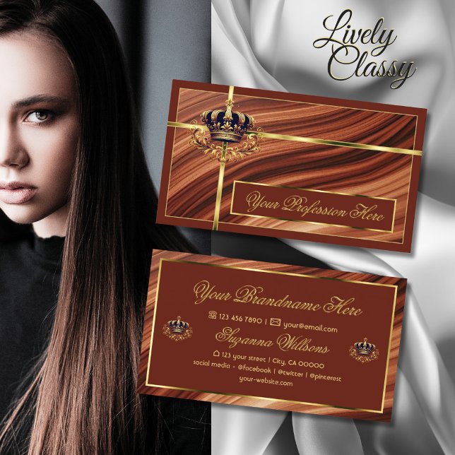 Classy Royal Brown Gold Crown Nobly and Impressive Business Card (Creator Uploaded)