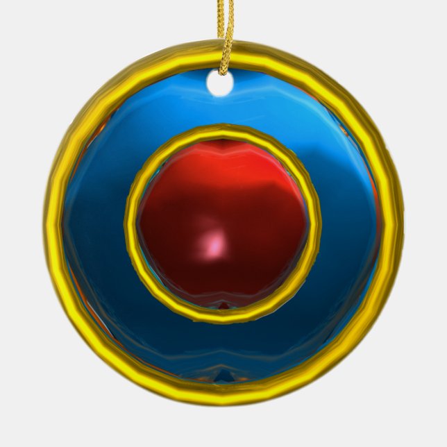 CLASSY RUBY AND SAPPHIRE  GEM STONES CERAMIC TREE DECORATION (Front)