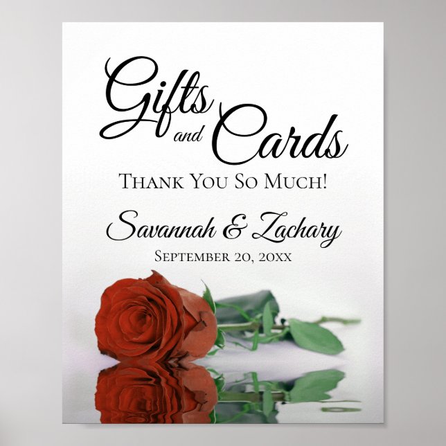 Classy Rust Orange Rose Gifts & Cards Wedding Sign (Front)