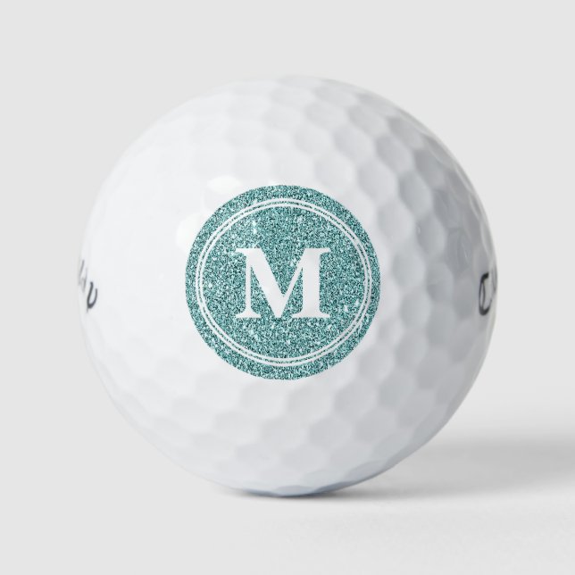 Classy Sage Glitter Sparkly Monogam Personalised Golf Balls (Front)