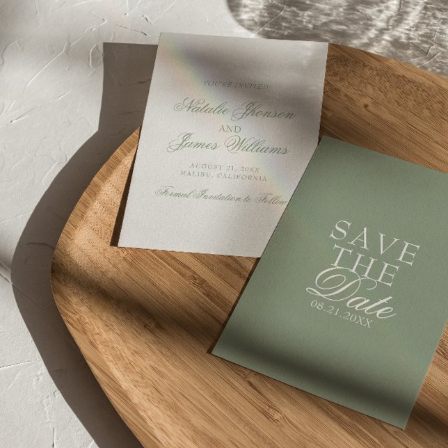 Classy Sage Green Boho Old Money Wedding Save The Date (Creator Uploaded)