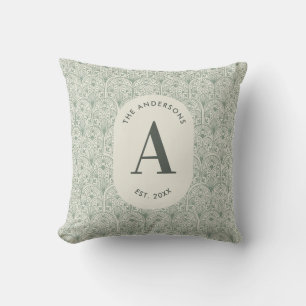 Classy sage green family monogram elegant cornhole cushion