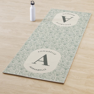 Classy sage green family monogram elegant modern y yoga mat