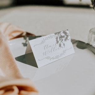 Classy Sage Green Floral Wedding Place Cards