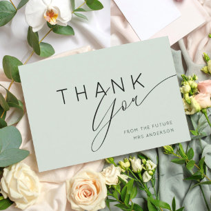 Classy Sage Green Thank You Bridal Shower  Card