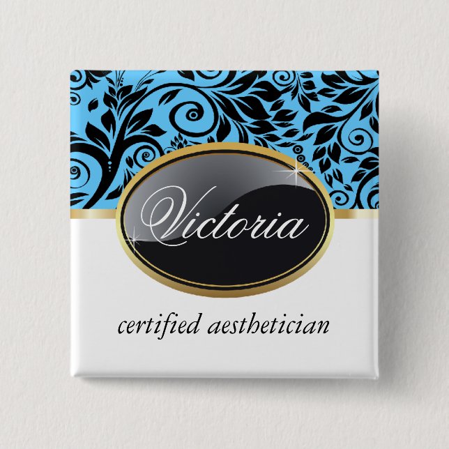 Classy Salon Name Tag 15 Cm Square Badge (Front)