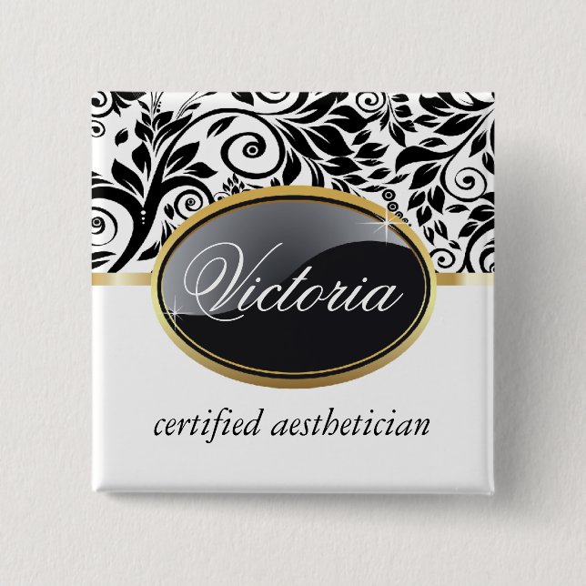 Classy Salon Name Tag 15 Cm Square Badge (Front)