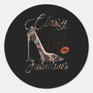 Classy Sassy 66 Fabulous Flower High Heel 66Th Classic Round Sticker
