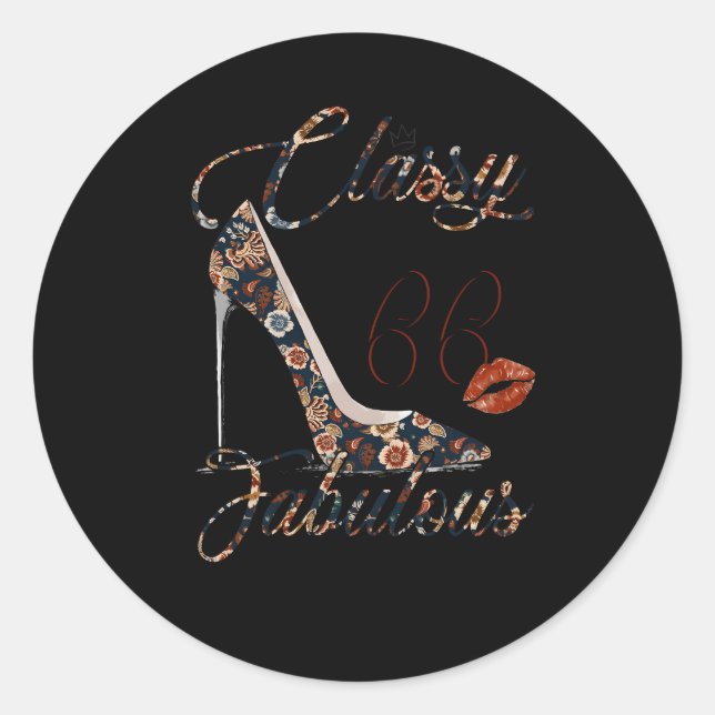 Classy Sassy 66 Fabulous Flower High Heel 66Th Classic Round Sticker (Front)