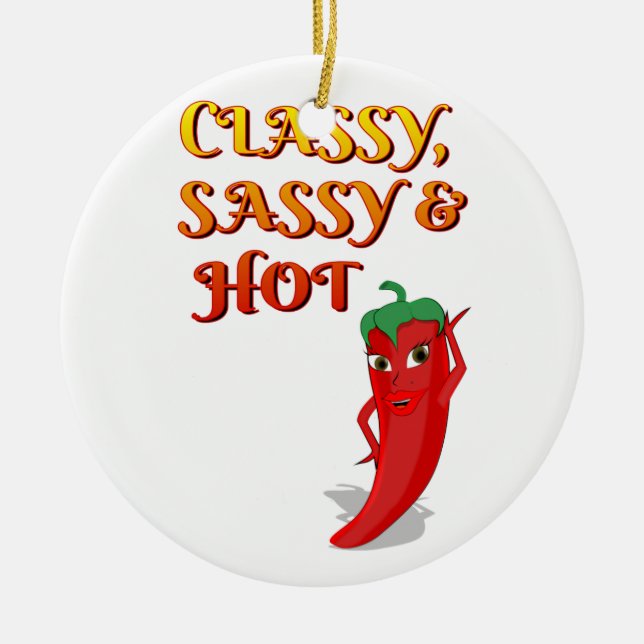 Classy Sassy And Hot Pepper Diva Ceramic Tree Decoration (Front)