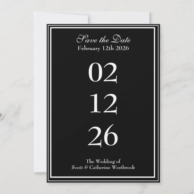 Classy Save the Date Wedding Announcement (Front)