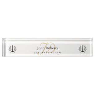 Classy Scales of Justice   Black Nameplate