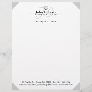 Classy Scales of Justice   Black White Letterhead Template