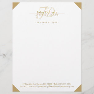 Classy Scales of Justice   Gold Custom Letterhead