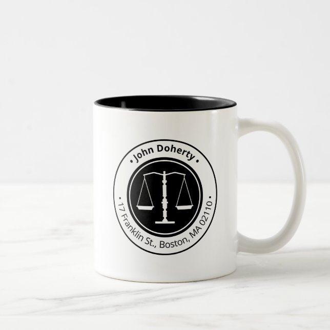 Classy Scales of Justice | Law Firm Two-Tone Coffee Mug (Right)