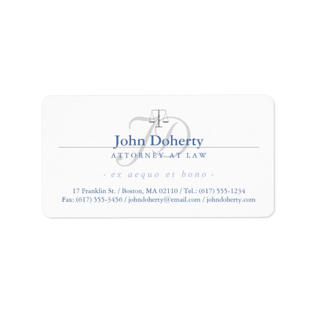 Classy Scales of Justice | Lawyer Elegant Label (Front)