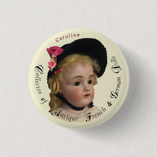 Classy Script Antique Dolls Collector Button