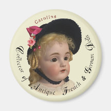 Classy Script Antique Dolls Collector Magnet