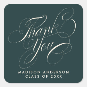Classy Script Grad Party Thank You Envelope Seal