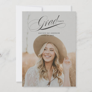 Classy Script Graduation Announcement Card
