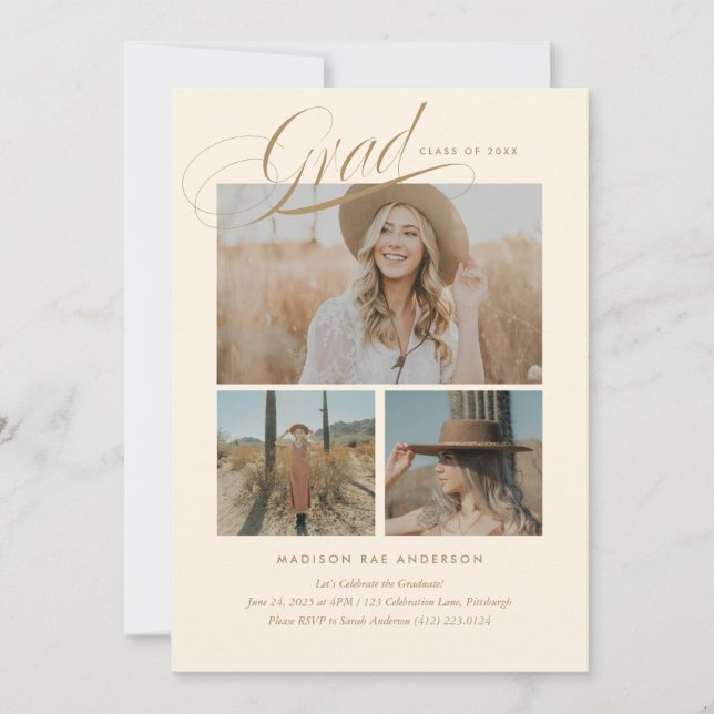 Classy Script Graduation Announcement Card (Front)