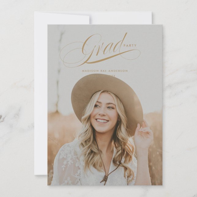 Classy Script Graduation Announcement Card (Front)