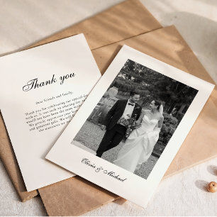 Classy Script Photo Wedding Thank You Card