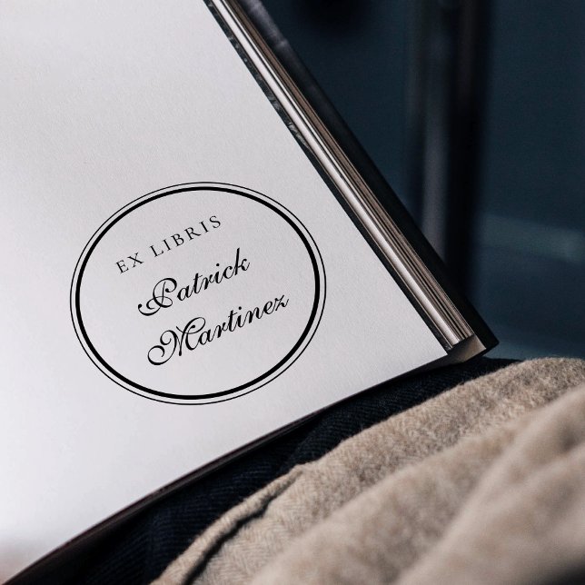 Classy Script Typography Ex Libris Custom Name Rubber Stamp (Creator Uploaded)