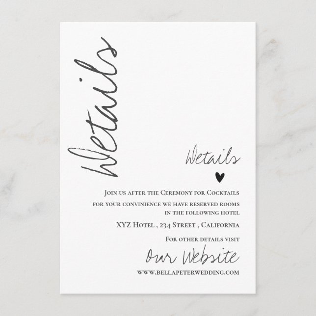 Classy Script Wedding Details Enclosure Card (Front)