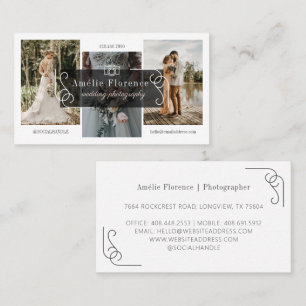 Classy Scroll Black Nameplate Wedding Photographer Business Card
