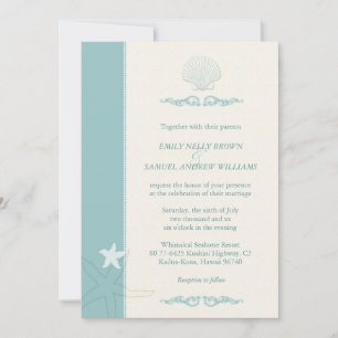 Classy Sea Critters Beach Wedding Invitation