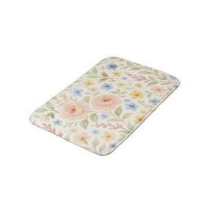 Classy Shabby Chic French Floral Art Pattern Bath Mat