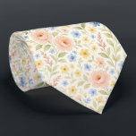 Classy Shabby Chic French Floral Art Pattern Tie<br><div class="desc">Unique necktie features a charming contemporary French shabby chic pattern. It showcases a botanical floral design with beautifully arranged pastel blush pink roses, light blue daisies, sunny yellow blooms, and sage green leaves, all set against an ivory background. Unique, pretty, decorative, fashionable, and trendy design for the professional and sophisticated...</div>