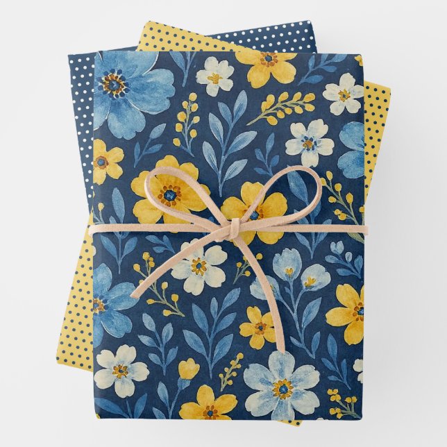 Classy Shabby Chic French Floral Art Pattern Wrapping Paper Sheet (In situ)