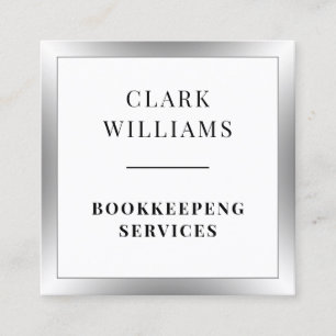 Classy shiny frame silver square business card