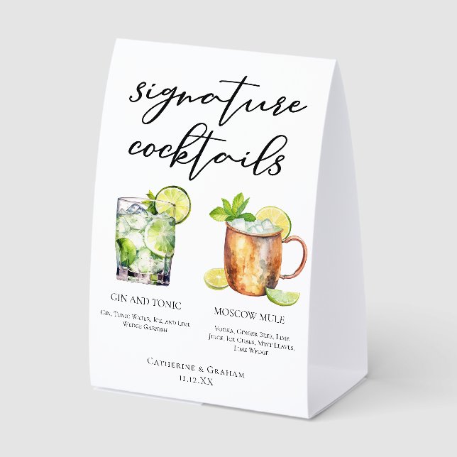 Classy Signature Cocktails Wedding Menu (Front)