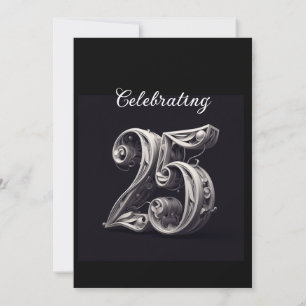 CLASSY SILVER 25TH WEDDING ANNIVERSARY INVITATION