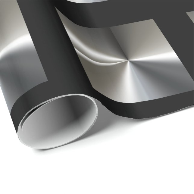 Classy Silver And Black Wrapping Paper (Roll Corner)