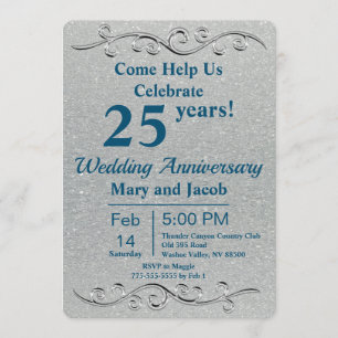 Classy Silver Anniversary Invitation