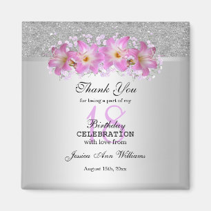 Classy Silver & Belladonna Lilies 18th Birthday Magnet