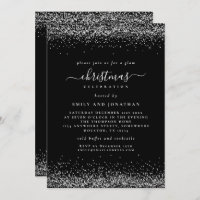 Classy Silver Glitter Black Christmas Party