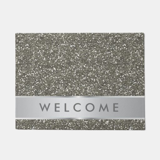 Image of Classy Silver Glitter Look Welcome Doormat