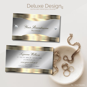 Classy Silver Gold with Shiny Diamonds Decorated Business Card